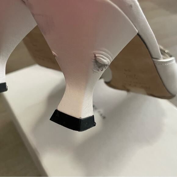 by far evelyn white lambskin leather sculpted kitten slip on heels mules size 38 - Picture 4 of 13